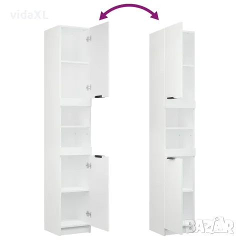 vidaXL Шкаф за баня, бял, 32x34x188,5 см, инженерно дърво, снимка 10 - Аксесоари за баня - 56147962