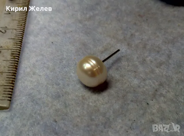 БЯЛА НАТУРАЛНА ПЕРЛА РЕТРО АРТ ОБЕЦА с ЩИФТ от БРОНЗ с ПОСРЕБРЯВАНЕ 48238, снимка 8 - Обеци - 49757529