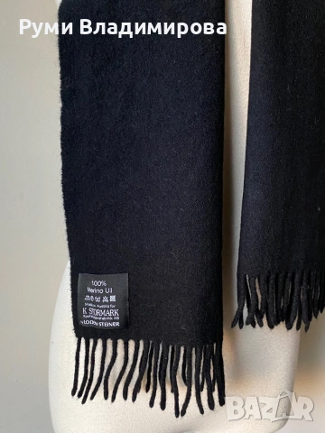 Мъжки, черен шал от 100 % вълна мерино, снимка 2 - Шалове - 52944594