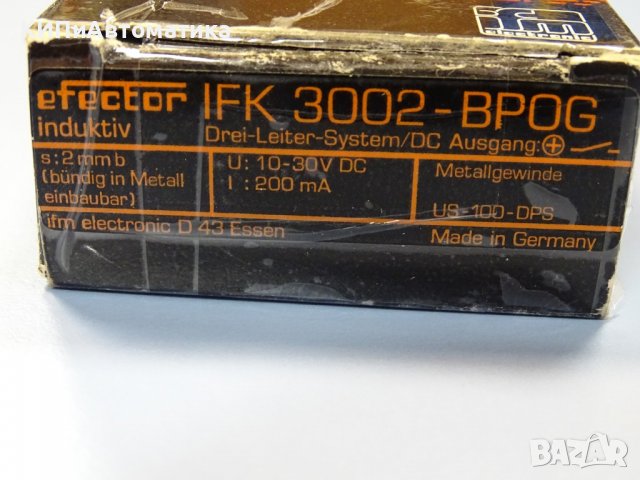 Индуктивен сензор Effector IFK 3002-BPOG inductive proximity sensor, снимка 4 - Резервни части за машини - 38281348