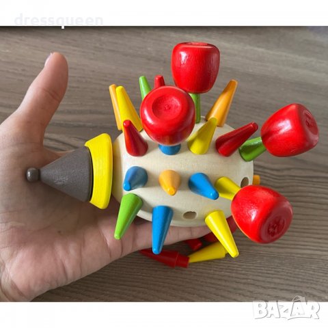 36180 Таралеж с ябълки -Играчка за сортиране , снимка 3 - Образователни игри - 36765650