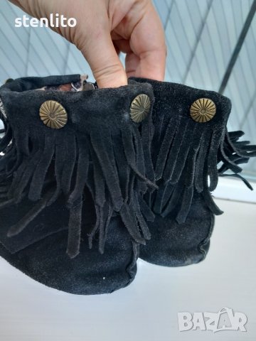 Дамски велурени боти с ресни-черни , снимка 9 - Дамски боти - 42862211