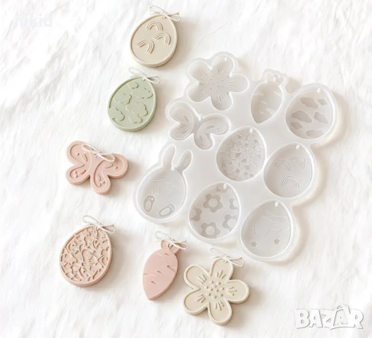 Яйце цвете морков заек Великден Великденски силиконов молд форма фондан смола шоколад гипс висулка