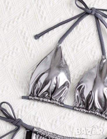 Сребърен бански металик , снимка 4 - Бански костюми - 39925370