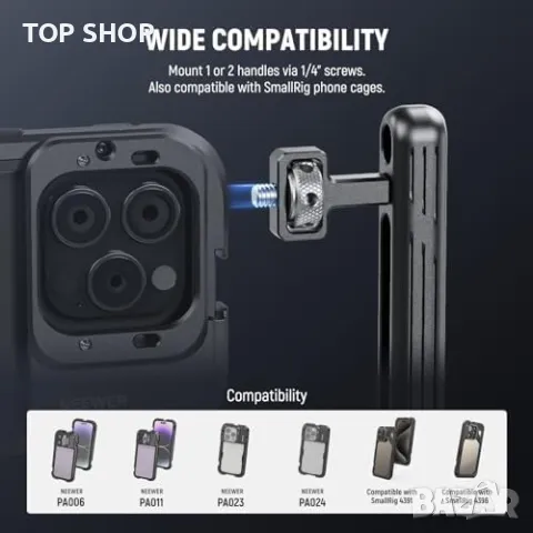 Нов 360° Въртящи Се Дръжки за Снимане Видео iPhone Samsung - NEEWER, снимка 3 - Друга електроника - 49956903