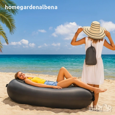 Въздушен шезлонг за релакс – без помпа, лек и преносим, с чанта, снимка 6 - Градински мебели, декорация  - 54167167