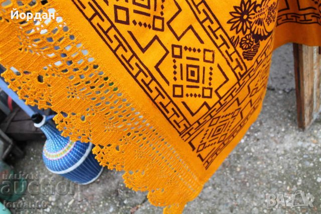 Оранжево вълнено покривало за легло, снимка 4 - Антикварни и старинни предмети - 38647389