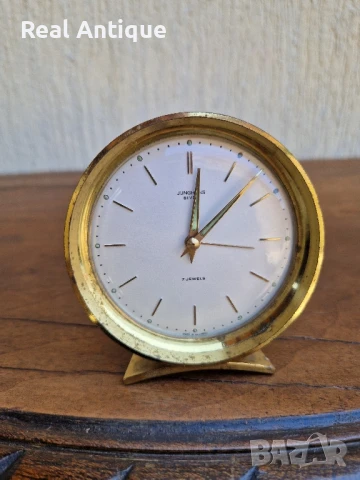Антикварен колекционерски немски бронзов часовник будилник Junghans 