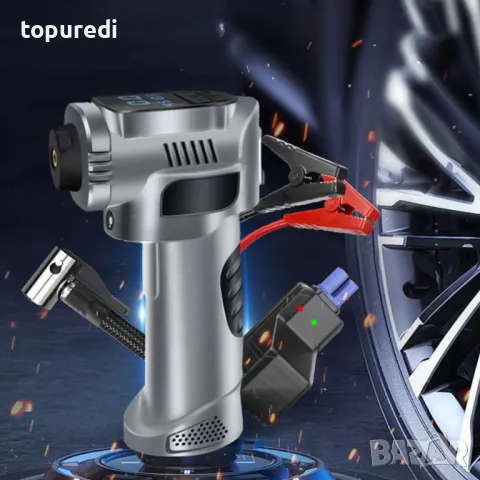 4В1 ПРЕНОСИМ КОМПРЕСОР С JUMP STARTER, ДИСПЛЕЙ, снимка 3 - Вулканизатор, баланс на гуми - 49002323