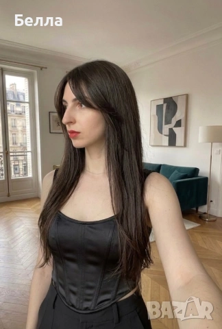 НОВА Кафява естествена перука! 100% високо качество, снимка 5 - Аксесоари за коса - 54045567