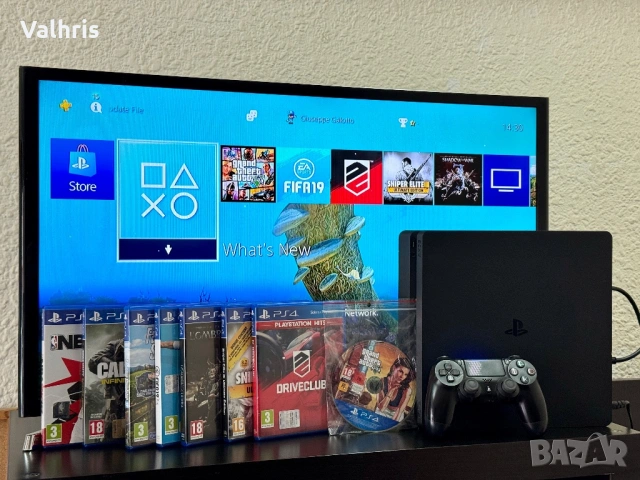 Playstation 4 Slim 500GB с контролер и 8 игри