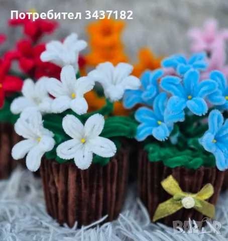  Ръчно изработени плюшени цветя. От бюджетни предложения, до оригинални такивя, снимка 14 - Изкуствени цветя - 49174922