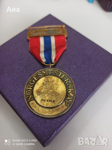 норвежки сребърен медал с позлата , снимка 7 - Антикварни и старинни предмети - 42119812