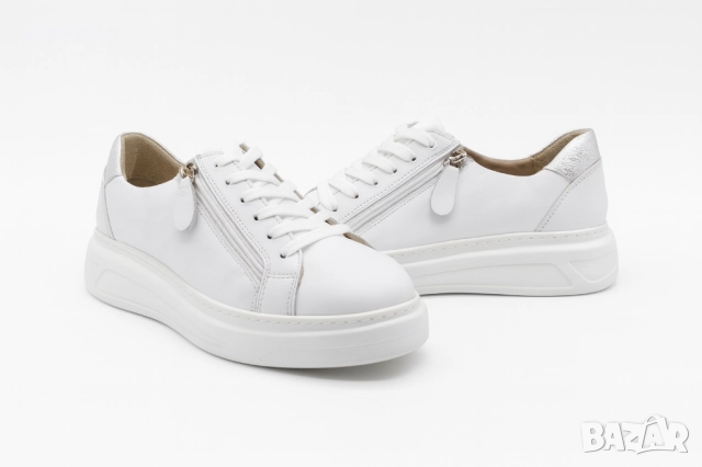 Дамски бели спортни обувки от естествена кожа с цип , снимка 3 - Дамски ежедневни обувки - 52096999