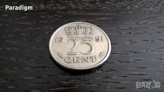 Монета - Холандия - 25 цента | 1951г., снимка 2 - Нумизматика и бонистика - 29328076