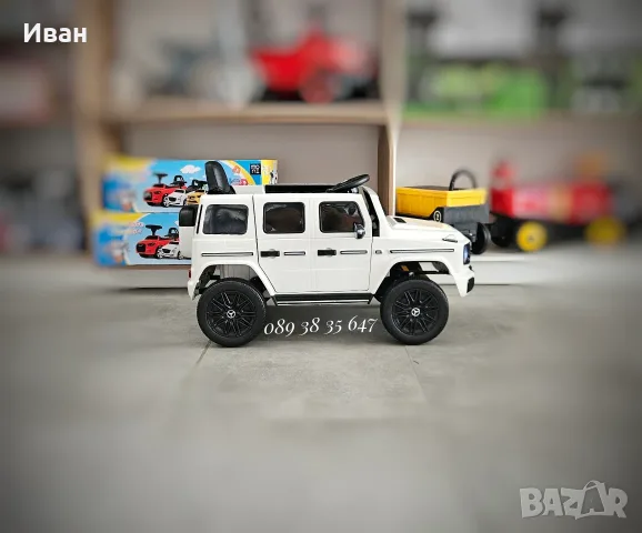 ТОП ЦЕНА!НОВО!Акумулаторен джип Mercedes G580 с 12V батерия,EVA гуми,кожена седалка,USB,дистанционно, снимка 6 - Детски велосипеди, триколки и коли - 56091542