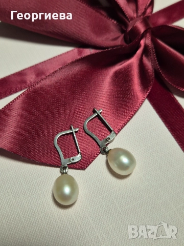 Продавам сребърни обеци с перли, снимка 2 - Обеци - 52529009
