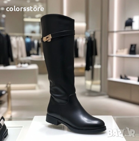 Равни ботуши - черна кожа - HS25 