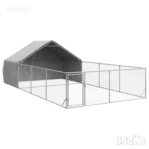 vidaXL Открита кучешка колиба с бягаща пътека 7x3x1,9 m