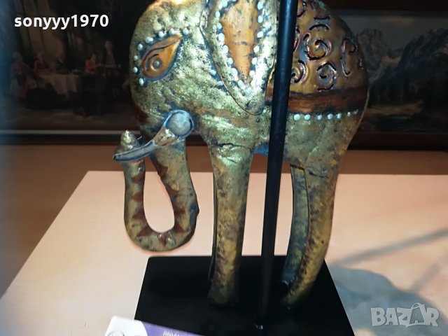 метален слон-лампа-50см-внос франция, снимка 2 - Колекции - 29563049