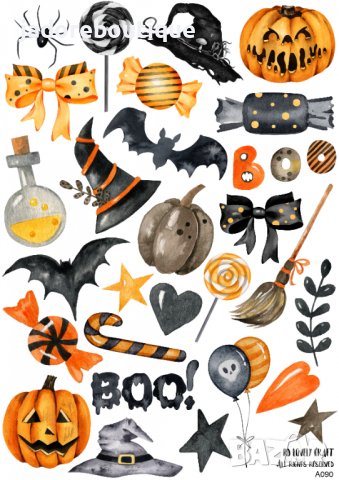 Скрапбук стикери за декорация планер halloween хелоуин самозалепващ лист А5 - различни видове, снимка 3 - Други - 38086615