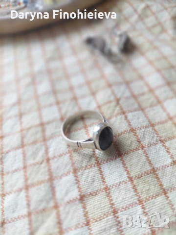 Сребърен пръстен с естествен камък , снимка 2 - Пръстени - 53272417