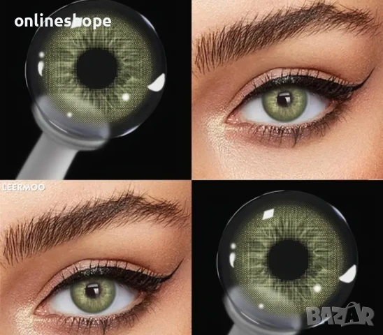 Цветни контактни лещи Oliver Green – без диоптър, естествен зелен цвят