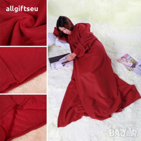 Одеяло с ръкави SNUGGIE - син и червен, снимка 4 - Олекотени завивки и одеяла - 39063880