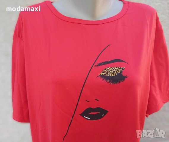 4XL /5XL Нова червена блуза (лице) , снимка 3 - Тениски - 51841025