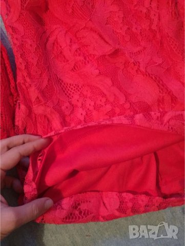 Елегантна червена дантелена рокля , снимка 12 - Рокли - 38035901