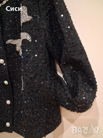 Дамско късо сако с паети, снимка 3 - Сака - 53328182