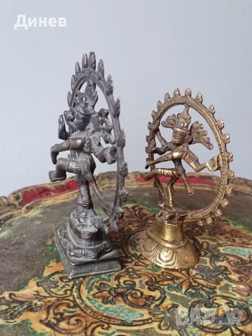 Две месингови скулптури шива Южна Индия, снимка 2 - Колекции - 50830148