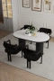 Бохо комплект за трапезария 80x140 с 4 метални стола Токио - черни крака, снимка 2