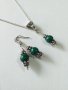 Прекрасен комплект бижута обици и колие с красиви камъни Малахит и орнаменти в цвят старо сребро , снимка 5