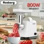 Месомелачка с приставка за домати Rosberg R51991E, 800W, Функция обратен ход, Бяла  , снимка 1