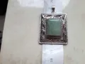 Масивна сребърна висулка с естествен камък, снимка 1