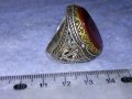 ОГРОМЕН СТАР ТУРСКИ СРЕБЪРЕН СКЪПОЦЕНЕН РЕТРО ПРЪСТЕН СРЕБРО 925 с ПОЛИРАН КАРНЕОЛ в ПОЗЛАТА 30747, снимка 14