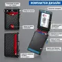 Мъжки портфейл за карти с RFID защита, автоматично изваждане и магнитно затваряне, снимка 3