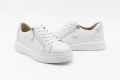 Дамски бели спортни обувки от естествена кожа с цип , снимка 3
