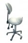 Козметичен/фризьорски стол - табуретка с облегалка Rodeo 49/61 см - бяла, снимка 1 - Друго оборудване - 30519471