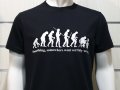 Нова мъжка тениска с трансферен печат Човешка еволюция в черен цвят, снимка 12