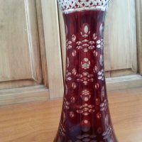 Кристална ваза цветен червен кристал, снимка 2 - Антикварни и старинни предмети - 36981971