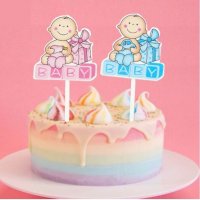  Baby бебе бебешки кубчета с подарък син розов мек картонен топер за торта пита бебе бебешко парти, снимка 1 - Други - 29099818