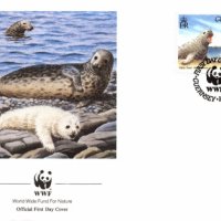 Гърнси 1990 4 броя FDC Комплектна серия - WWF, снимка 4 - Филателия - 38618639
