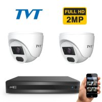 TVT FULL-HD Комплект с 2 IR камери за външен монтаж и хибриден 1080N DVR, снимка 1 - HD камери - 42534521