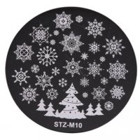 STZ-M010 снежинки Коледен Коледна кръгла плочка / щампа шаблон за печат на нокти маникюр, снимка 1 - Продукти за маникюр - 31672507