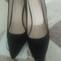Елегантни велурени обувки с дебел,висок ток , снимка 4 - Дамски елегантни обувки - 37330971