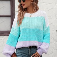 Дамски моден пуловер с цветни блокове, 3цвята - 023, снимка 4 - Блузи с дълъг ръкав и пуловери - 42305738