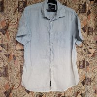 Ленена риза мъжка ,преливащо от бяло в синьо- L размер, снимка 8 - Ризи - 40019454