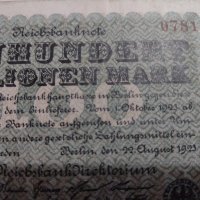 Райх банкнота - Германия - 100 Милионна марки - 1923  година - 17953, снимка 7 - Нумизматика и бонистика - 31019820